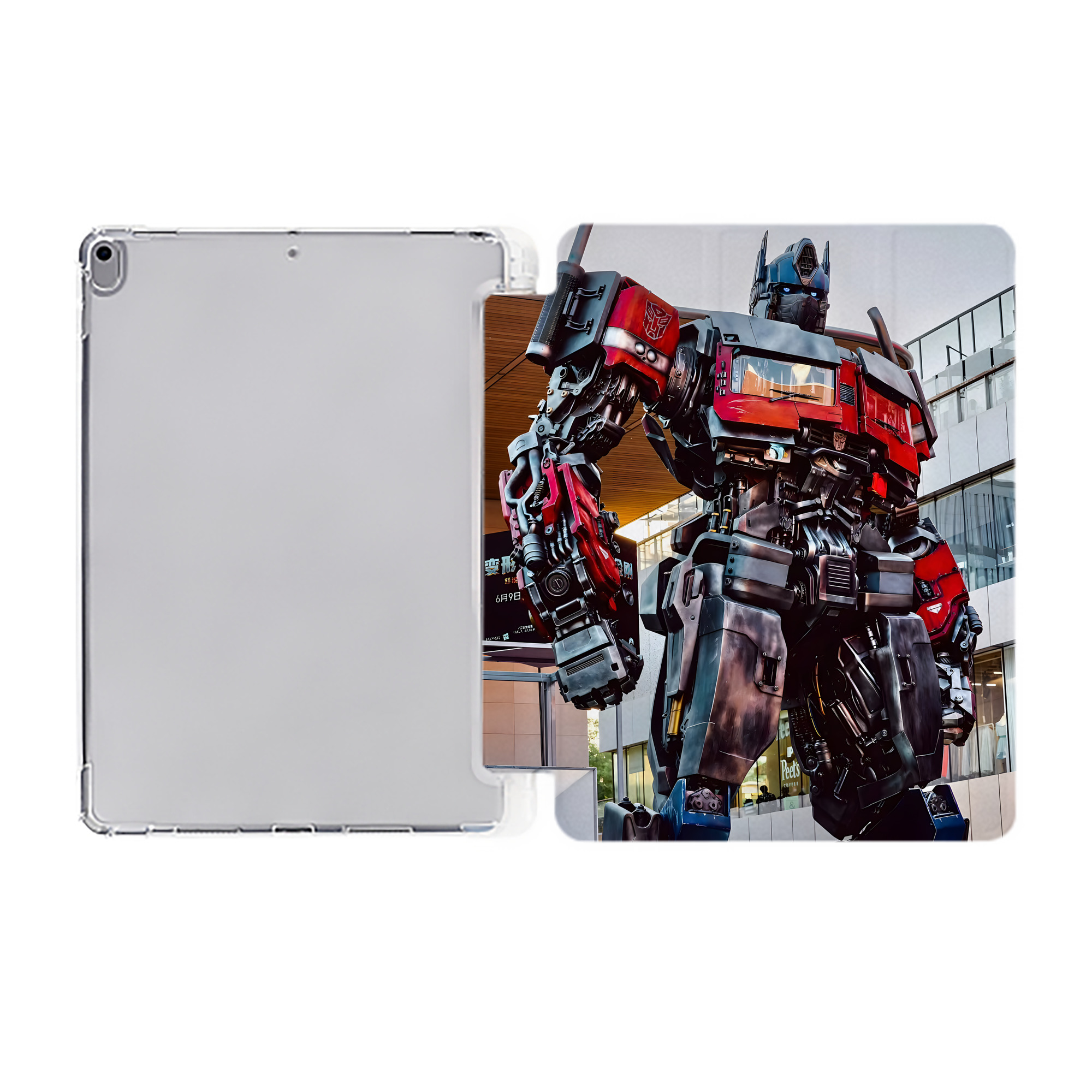 （画像用） Transformers トランスフォーマー IPad ケース ペン収納付き 三つ折りスタンド PUレザー×シリコン 対応機種9.5/10.5/10.9インチ